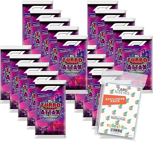 Bundle mit Topps - Turbo Attax Formel 1 2023-20 Booster + Exklusive Collect-it Hüllen