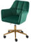 BAÏTA Fauteuil de Bureau Mona en Velours Vert avec Pieds dorés