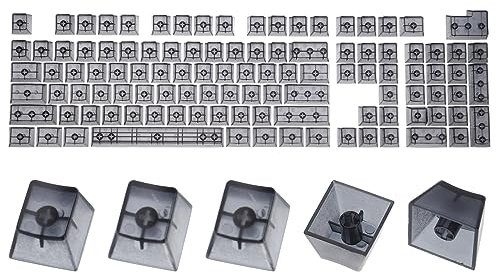 sourcing map 104 Key Blank Backlit Clear Keycap Set OEM Profile Double Shot 60% for Mechanical Keyboard Layout, Transparent & Black
