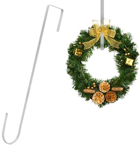 CHEERYMAGIC Christmas Metal Wreath Hanger, 30.5 x 0.6cm Door Hanger Hook Holder for Home Office Wall Wedding Display A7HHGG (0.6cm Silver)