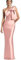 Mkojaa Robe de bal asymétrique avec nœud en satin Robes de demoiselle d'honneur Robe de demoiselle d'honneur Longue Fourreau Colonne Robes de mère de la mariée, rose poudré, 16