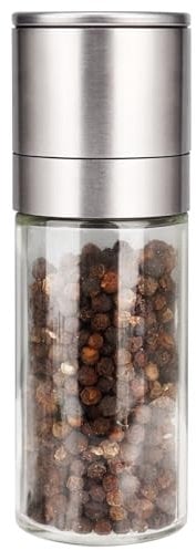YC Kitchen Salt and Pepper Grinder Set Pepper Mill, Salt Grinder Refillable, (Single Package) Adjustable Coarseness Black Pepper Grinder, Stainless Steel Sea Salt Shaker with Ceramic Rotor (1 pcs)