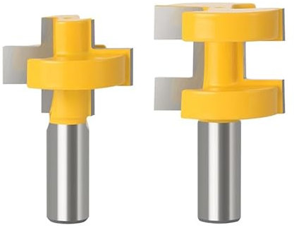 2-teiliges Fräser-Set mit großer Nut und Feder – 12 mm, 8 mm, 1/2 Zoll Schaft, Linienmesser, Holzbearbeitungsschneider, Fräser for Holzbearbeitungswerkzeuge (Size : 8mm shank small)