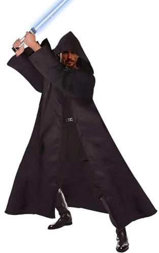 Hukermoon Umhang mit Kapuze Mittelalter Umhang Herren Halloween Umhang für Erwachsene Kapuzen Robe Kostüm Herren Vampir Cape Kostüm Jedi Umhang für Halloween Karneval Cosplay Party (Braun, XXL)