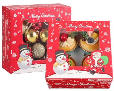 TsunNee 20-PZ Scatole per muffin e porta cupcake con inserti, scatole regalo di Natale, perfette per pasticceria e biscotti
