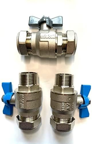 Water Softener Full Flow Isolation & Bypass Valve Set 22mm