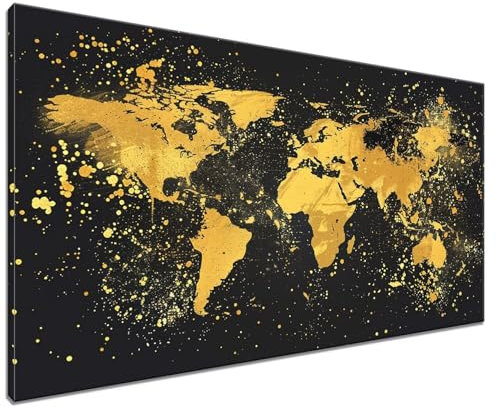 Carte Du Monde Peinture par Numero Adulte Enfant, Kits de Peinture Numero Adulte Simple, Kit de Peinture à l'huile pour Débutants, Peintures Acryliques pour Décoration Maison (Sans Cadre) 60x80cm P-9