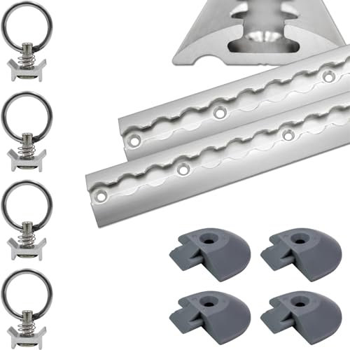Airlineschiene halbrund Silber eloxiert 2X 0,5 Meter mit 4 Ösen und 4 Endkappen, Alu Zurrschiene robust, hohe Stabilität und Langlebigkeit, für Anhänger, PKW, Camper, Wohnmobil