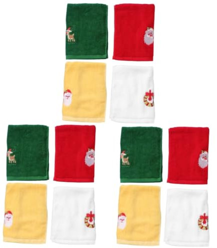 Beatifufu 12 STK Weihnachtshandtuch Weihnachtspapierhandtücher Waschlappen Für Dein Gesicht Tücher Rentier Handtuch Weihnachtstücher Bling Gesichtstuch Baumwolle
