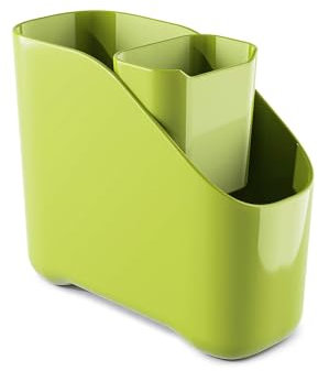 Zeal Worktop Sink Tidy Organiser, Cutlery and Utelsil Pot Drainer, Lime Green