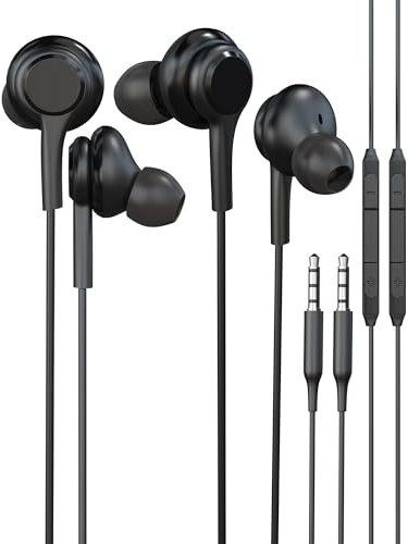 3.5mm Jack Casque Filaire(Lot De 2)Adaptateur AUX Audio Compatible Avec Samsung S8 S9 S10+ Note7 8 écouteur Intra Auriculaire Oreillette Réducteur Bruit Earbuds Gaming Android Téléphone MP3 Ordinateur