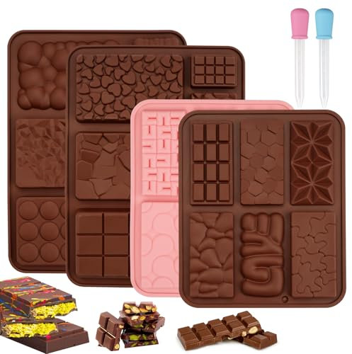 Molde de Chocolate Profundo de Silicona Con 2 Cuentagotas - 4 Piezas Para Tableta, Dubai, Dulces, Gofres