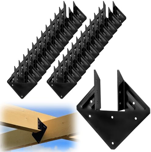 25Pcs Black Hurricane Tie, 2.2mm (13 Gauge) Joist Hangers Fit 2X Truss to Rafter Connector for Roofing Trusses Wood Timber (Black)