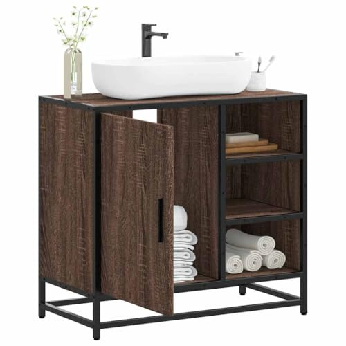 Xichuzi Waschbeckenunterschrank Braun Eichen-Optik 65x33x60 cm, Unterschrank Waschbecken, Badezimmer Unterschrank, Unterschrank Bad, Badezimmerschrank, Badmöbel, Badschrank - 849288