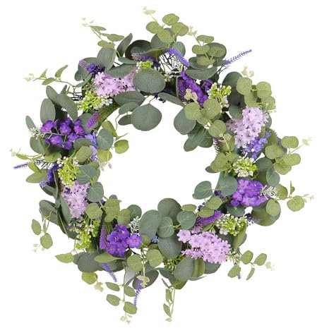 Rudiaoa Künstlicher Frühlingskranz lila Blumenkranz für Haustür, Fenster, Hochzeit, Party, Innen- und Außendekorationen
