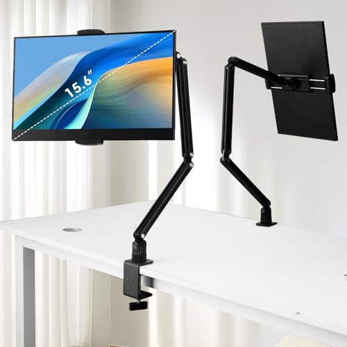 Soporte de Tablet para iPad, Kindle, Soporte portátil de 15.6 Pulgadas máximo, Brazo Plegable para iPad con Base giratoria de 360°, se Adapta a teléfonos celulares, Kindle, pestañas de 12.9 Pulgadas