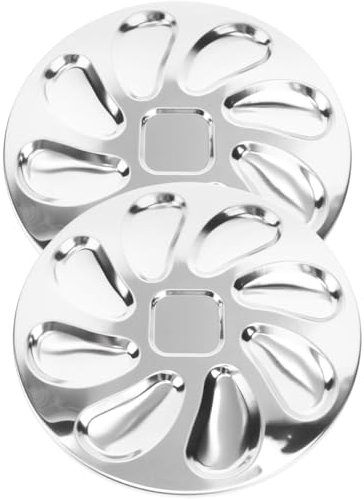 MAGICLULU 1 Satz Teller Edelstahlplatte Edelstahlblech Bauchläden Tabelett Kuchenplatten Auster Runde Tabletts Küchenversorgung Verschleißfeste Servierplatte Rostfreier Stahl Silver 2st