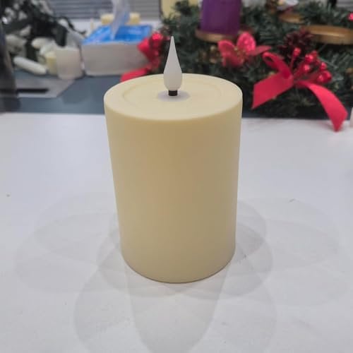 yunsheng Wiederaufladbare LED Kerzen mit Fernbedienung und Timer, Aufladbar Flammenlose Kerzen, Flackernde Elektrische Säulenkerzen mit Acrylhülle und TYP-C Ladekabel, 3er Set (3 x 4/5/6 Zoll)