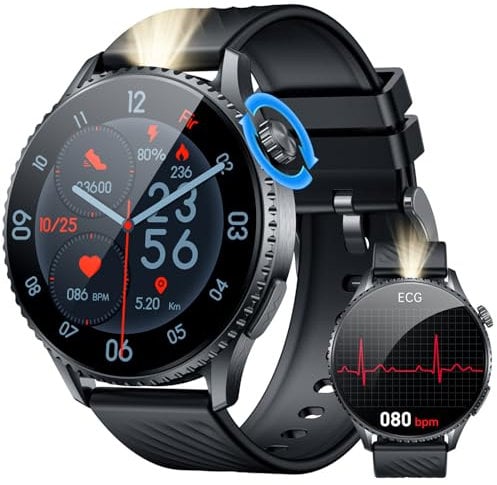 Smartwatch Herren mit Bluetooth Telefonfunktion Fitnessuhr: 1.56 AMOLED Sportuhr EKG+HRV Smart Watch mit 24H Herzfrequenz Blutdruck Fitness Tracker IP67 Wasserdichte Uhren Kompatibel Android iOS