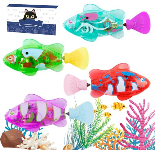 ADDLIVE 4 Piezas Peces Electrónicos, Peces Robot Juguete, Pez Electrico Juguete Bebe, Pez Robot Juguetes, Juguetes Baño Pescado Eléctrico para Niño