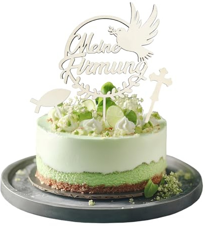 Tortendeko Kommunion, Tortendeko Firmung Deko, Meine Firmung Cake Topper Holz & Fisch Kreuz Torten Topper Firmung Geschenke Mädchen Junge, Kommunionsgeschenke (Mehrfarbig A)