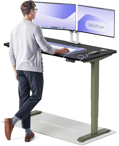 Desktronic HomePro Standing Desk – 140 x 70 cm Height Adjustable Desk with Electric Dual Motor, Touchscreen Controller & Integrated USB/USB-C, 3 Memory Presets
