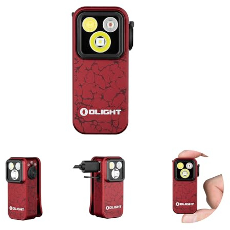 OLIGHT Oclip Pro Mini EDC Taschenlampe mit Wiederaufladbare(Molten Lava) | 500lm 120m, Magnetisch, IPX6 wasserdicht, mit LED Rotlicht, Flutlicht und Spotlicht, geeignet fiuir Qutdoor und Notfalle