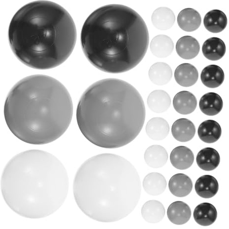 STOBAZA 50 pièces Plastique pour Piscine à Balles Accessoires de Jeu pour Garçon Fille Décoration de Fête et Aire de Jeux Couleurs Noir Blanc et Gris
