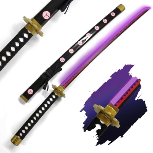 Swords and more Épée One Piece Shuusui Katana - Sabre Laser LED, épée de samouraï avec Lame LED et Fourreau, épée Zoro, Katana One Piece, Fans d'anime, Cosplay, Jouets pour Enfants