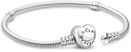 APUUESN Charms Anhänger Armband Herz Verschluss 23CM Damen,ME Charm Moments Armbänder Sterling Silber S925,Schlangenkette Fake Bracelet,Armreif Schmuck,Geschenk für Frauen Geburtstag