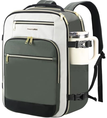 EMPSIGN 40L Travel Backpack for Women Men, Underseat Cabin Bag, Army Green | 17.3 Inch Laptop Backpack for Business Work, 46x35x21cm, Waterproof Carry On Luggage, Overnight Weekender bag, TSA Friendly