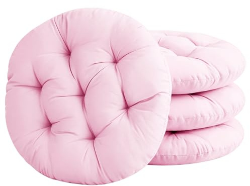 MOFXWHE Set di 4 Cuscini di Seduta Rotondi, 40 cm di Diametro, Comodi Cuscini Imbottiti, per Interni ed Esterni, Cucina, Giardino, Sala da Pranzo Soggiorno Sala Studio, Rosa
