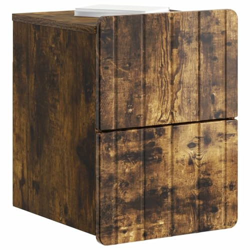vidaXL Wandmontierter Nachttisch 2 pcs Geräucherte Eiche Holzwerkstoff, Großer Wandschrank, Vintage Stil, platzsparend, schwebender Schreibtisch Nachttisch-Organizer
