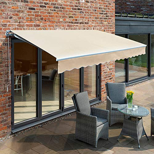 Primrose 4.0m Electric Awning - Ivory Mayfair DIY Patio Awning Gazebo Canopy (13ft 1) Complete with Fittings and Winder Handle