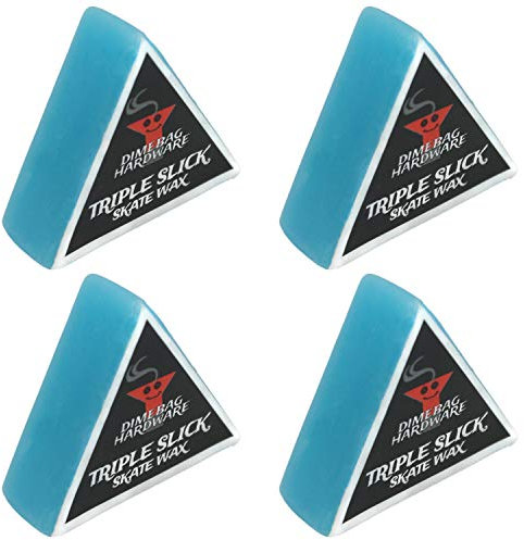 Dime Bag Hardware Triple Slick Scented Skateboard Curb Wax - Pocket Size Blue 4-Pack for Skaters On The Go - Use on Curbs, Ledges and Rails at The Skate Park or in The Streets
