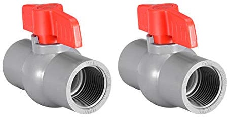 sourcing map 2Pcs PVC Kugelhahn Wasserrohr Gewindeenden 1 Innenlochdurchmesser Rot Grau
