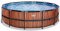 EXIT Toys Wood Pool - ø488x122cm - Großer, Runder Rahmenpool mit Sandfilterpumpe - Extra tiefer Pool - Starker Rahmen - Inklusive Poolleiter - Einzigartiges Design - Braun