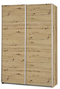 Rauch Möbel Caracas Schrank Kleiderschrank Schwebetürenschrank, Eiche Artisan, Holz, 2-trg., inkl. Zubehörpaket Classic 2 Kleiderstangen, 4 Einlegeböden, 1 Hakenleiste, BxHxT 136x210x62 cm