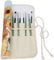 Amoyie Trousse à Crayon Enroulable pour Pinceaux de Peinture, Sacs organiseurs de Toile, Porte-brosses Pochettes Rouleaux, Jaune 20 trous
