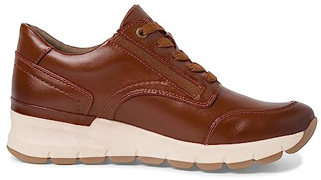 Jana Damen Plateau Sneaker aus Kunstleder mit Schnürsenkeln und Reißverschluss Weite H Mehrweite, Braun (Cognac), 40 EU