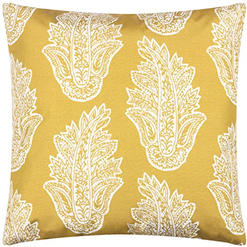 Paoletti Kalindi Paisley Outdoor Polyester Filled Cushion,Saffron,43 x 43cm