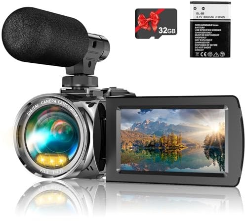 Windancy Video Camera Camcorder Ultra HD 1080P Vlogging Camera for YouTube,18X Digital Zoom 3 IPS 270°Rotatable Screen Camera Recorder with Microphone