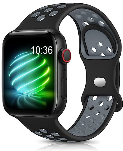 Jiamus Sport Armband Kompatibel mit Apple Watch Armband 44mm 45mm 49mm 42mm 41mm 38mm 40mm Herren Damen,Atmungsaktive Silikon Wasserdicht bänder für Apple Watch Ultra iWatch Series SE 8 7 6 5 4 3 2 1