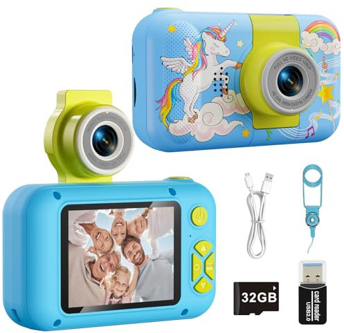 ARNSSIEN Appareil Photo Enfant,Appareil Photo pour Enfants Filles/garçons de 3 à 12 Ans,Cadeau de Noël, Appareil Photo Numérique Vidéo Selfie avec Carte de 32GB,X101H