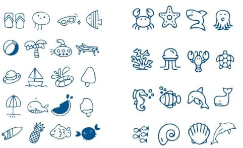 CC029 033 Temporary Mini Tattoo Semi-Permanent Palm Tree Tattoo Dolphin Tattoo Whale Tattoo Long-Lasting Tattoos 2 Small Sheets