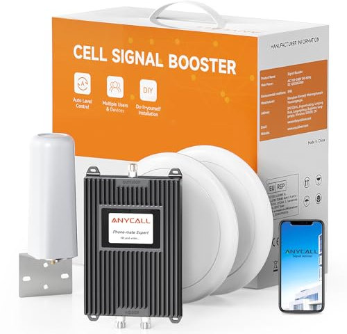 ANYCALL Amplificador Señal Movil para Banda 1/3/7/8/20, Amplificador de Cobertura Movil para Casa Oficina Gran Superficie, Doble Antena Interior, Boost 5G 4G LTE gsm para Movistar Orange Vodafone Más