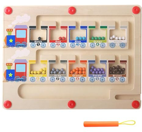 Magnetspiel Labyrinth Spielzeug, Montessori Spielzeug ab 2 3 4 5 Jahre, Zahlen Farben Lernen Sortierspiel, Magnet Spielzeug Kinder Motorikspielzeug Sortierspiel Geschenk für Mädchen Jungen