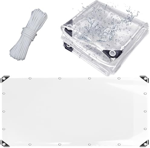 Flei Wasserdicht Plane transparent 2.5x2M Reißfest Windschutz Plane, Kälteschutz und Wärmeerhaltung, aus PVC Faltbar mit Seil für Pavillons, Carports, Balkon, Gewächshaus und mehr