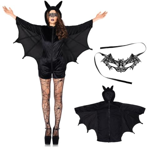 Aomig Déguisement Chauve Souris Femme, Costume De Chauve-souris, Costume Halloween Carnaval Adulte Cape Chauve Souris, Ailes Chauve Souris Avec Masque, Ensemble Cape de Sorcière Chauve-Souris