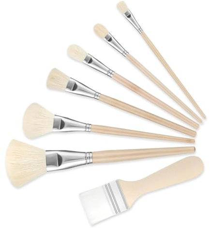 Diheohg 7Pcs Acrylic Paint Mop Brush Set Acrylic Paint Brushes Set for Wall Painting Watercolor Acrylic Painting